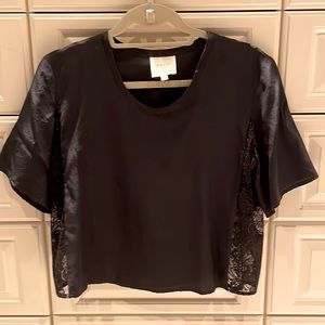 Mason Black Crop Silk Tee.